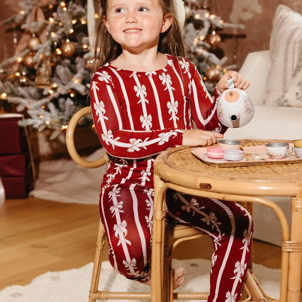 Dream Big Little Co Red Bows Pajama Set 18-24 months 4T 7/8